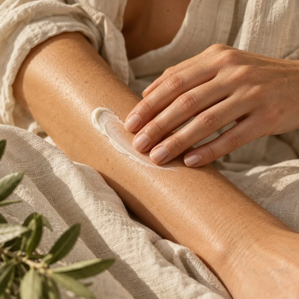 Soft light across hands and moisturized skin
