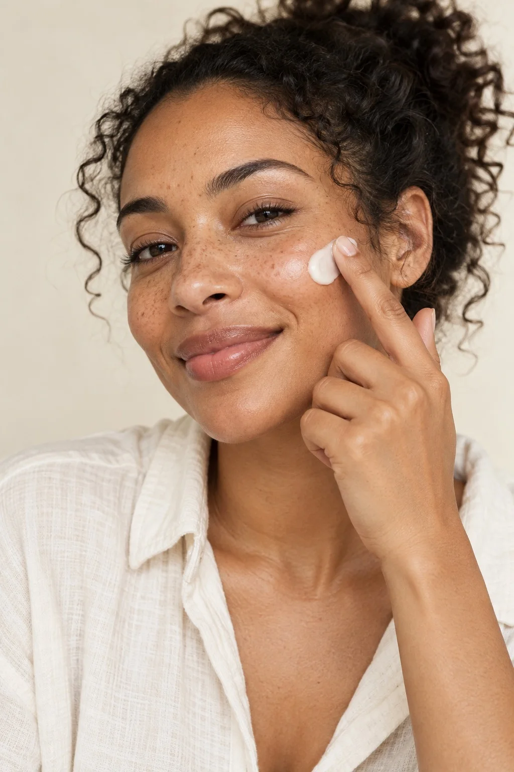The same woman demonstrating apply